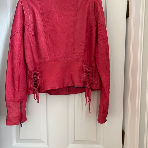 Joe Browns pink leather motorcycle jacket - Picture 4 of 13